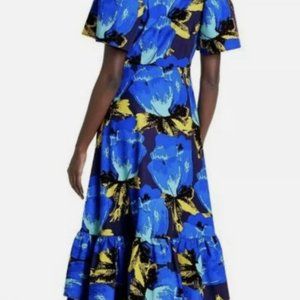 Christopher John Rogers Blue tiered Dress v-neck
